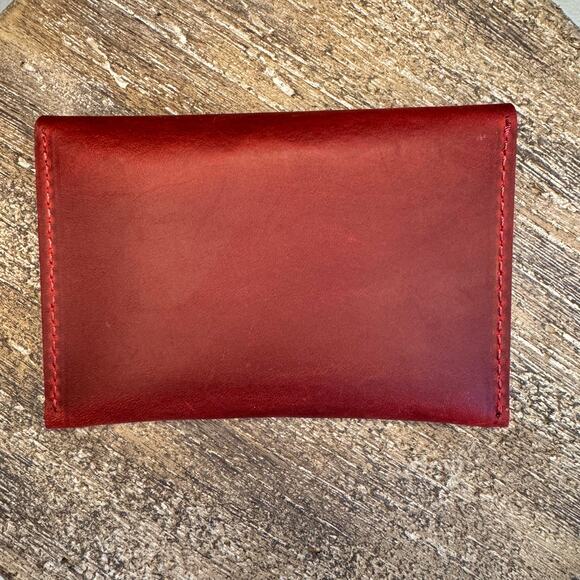 Genuine Leather Wallet DEEP RED Credit Card Holder Wallet NEW FAST SHIP - Picture 4 of 4